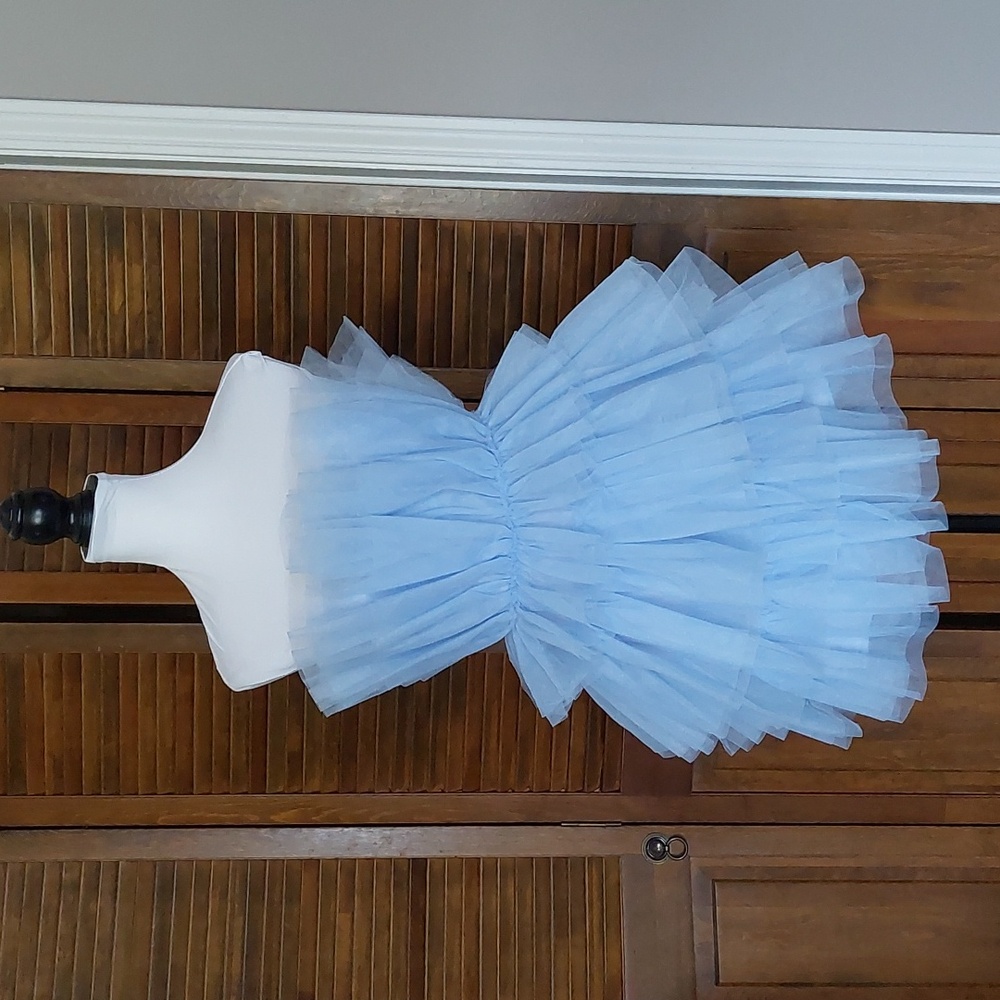 Mable Light Blue Tiered Tulle Mini Dress Sz S - Picture 4 of 15